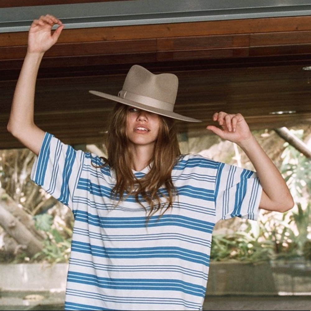 Lack Of Color Wide Brim Fedora in Beige